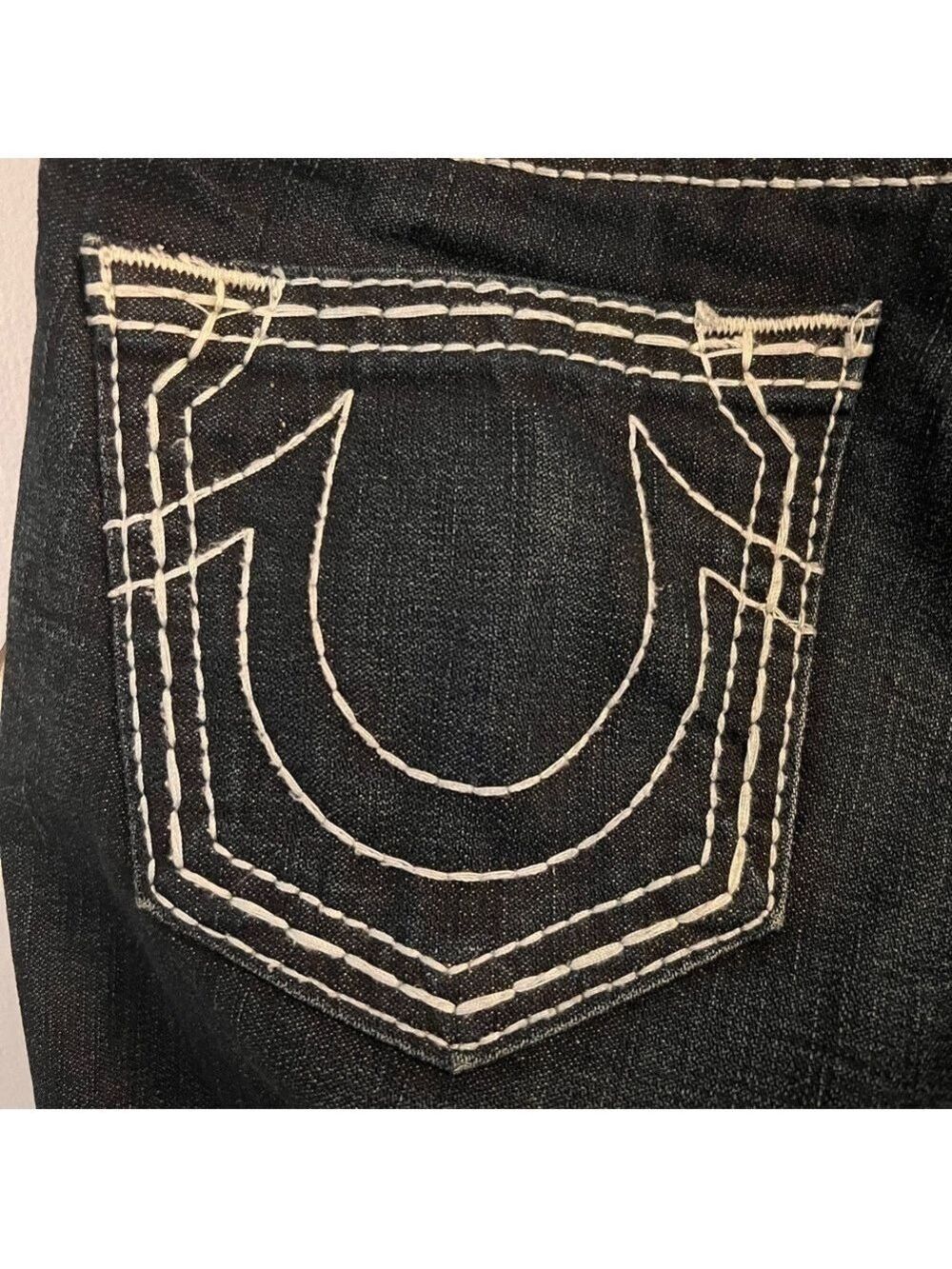 NWT True Religion Womens Johnny Big T Dark Wash Big Stitch Straight Leg Jeans 27 - Picture 8 of 13